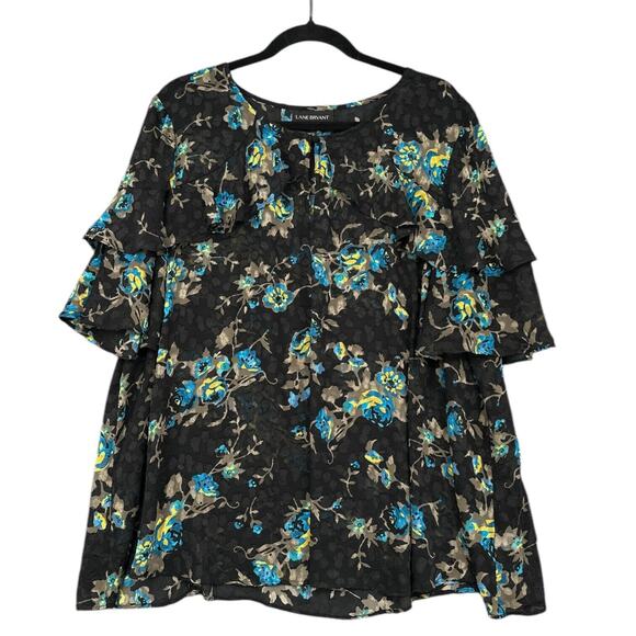 Lane Bryant Tops - Lane Bryant Black Floral Blouse